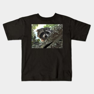 Peeking Baby Racoon Kids T-Shirt